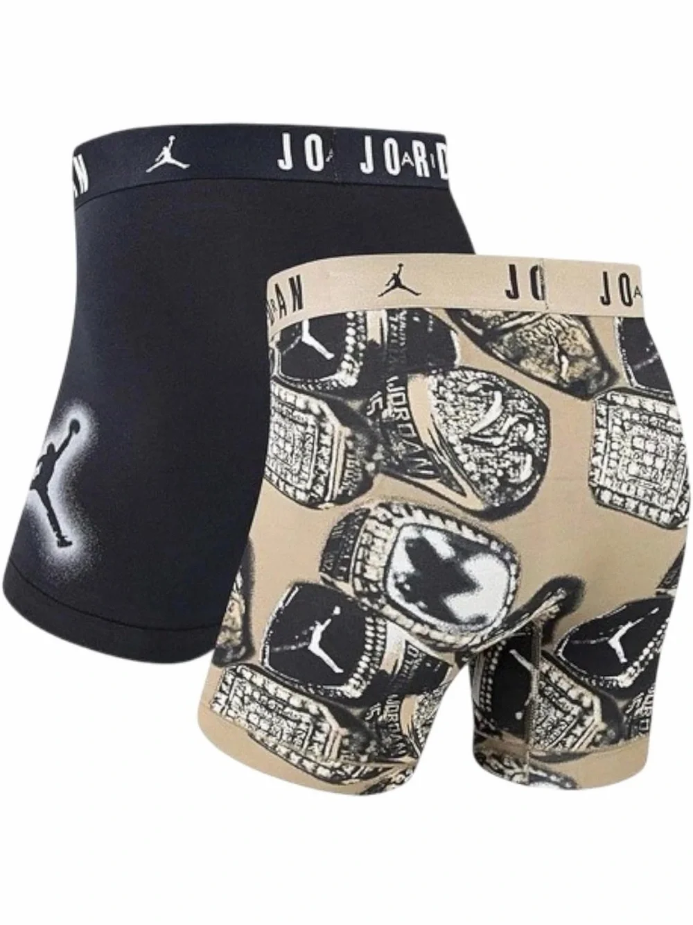 Jordan Men’s 2-Pack Boxer Briefs — Black & Tan Ring Print